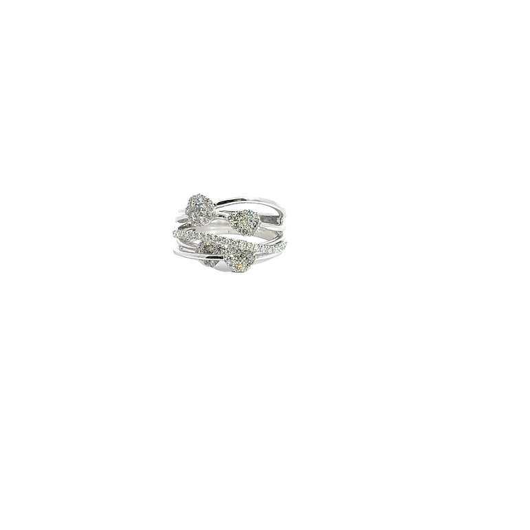 White Gold Diamond Multi-Band Cluster Ring