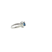 Royal Blue Sapphire Halo Ring in White Gold