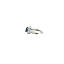 Royal Blue Sapphire Halo Ring in White Gold