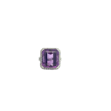 Amethyst Halo Cocktail Ring in white gold.