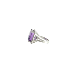 Amethyst Halo Cocktail Ring in white gold.