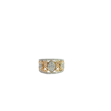 Two-Tone Filigree Diamond Band Ring in White Gold