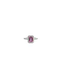 Vivid Pink Sapphire Halo Ring in White Gold
