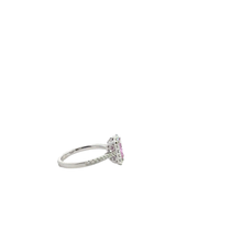 Vivid Pink Sapphire Halo Ring in White Gold
