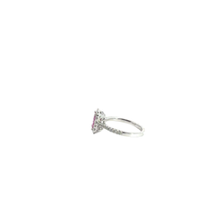 Vivid Pink Sapphire Halo Ring in White Gold