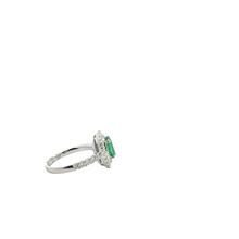 Oval Emerald Double Halo Ring in White Gold
