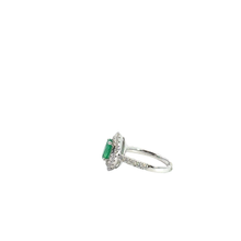 Oval Emerald Double Halo Ring in White Gold