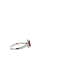Pear-Shaped Red Ruby Halo Ring in White Gold