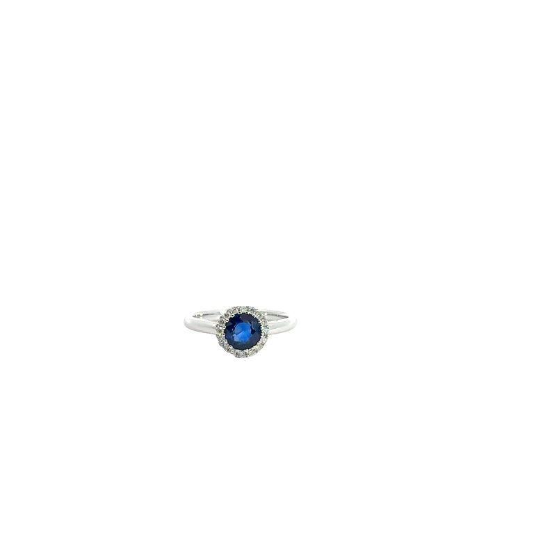 Royal Blue Sapphire Halo Cocktail Ring in White Gold