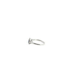 Royal Blue Sapphire Halo Cocktail Ring in White Gold