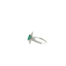 Pear-Cut Emerald Double Halo Cocktail Ring in White Gold