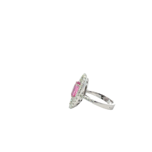 Vivid Pink Sapphire Double Halo Ring in White Gold