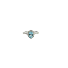 Oval Aquamarine Halo Ring in White Gold