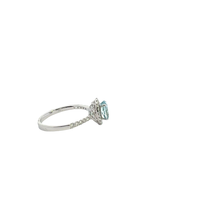 Oval Aquamarine Halo Ring in White Gold