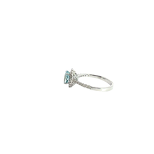 Oval Aquamarine Halo Ring in White Gold