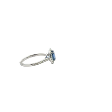 Royal Blue Sapphire Halo Engagement Ring in White Gold