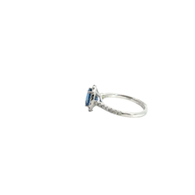 Royal Blue Sapphire Halo Engagement Ring in White Gold