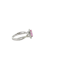 Vivid Pink Sapphire Halo Engagement Ring in White Gold