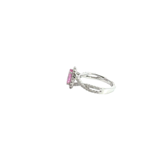Vivid Pink Sapphire Halo Engagement Ring in White Gold