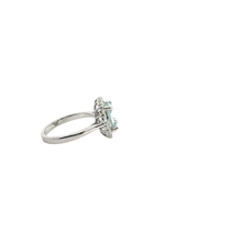 Oval Aquamarine Halo Cocktail Ring in White Gold