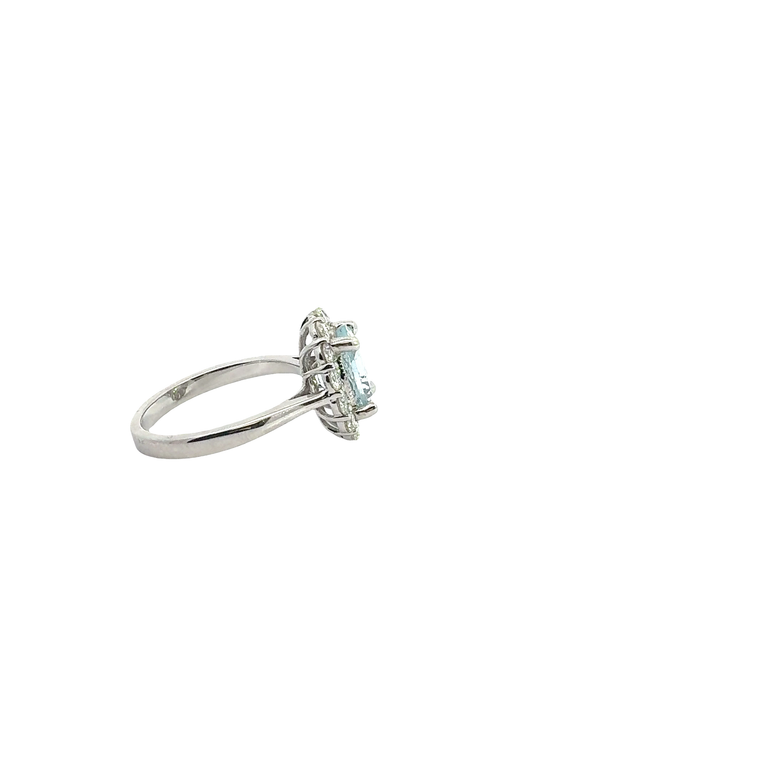 Oval Aquamarine Halo Cocktail Ring in White Gold