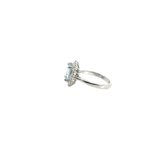 Oval Aquamarine Halo Cocktail Ring in White Gold