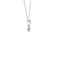 Round Red Ruby Halo Pendant Necklace — White Gold