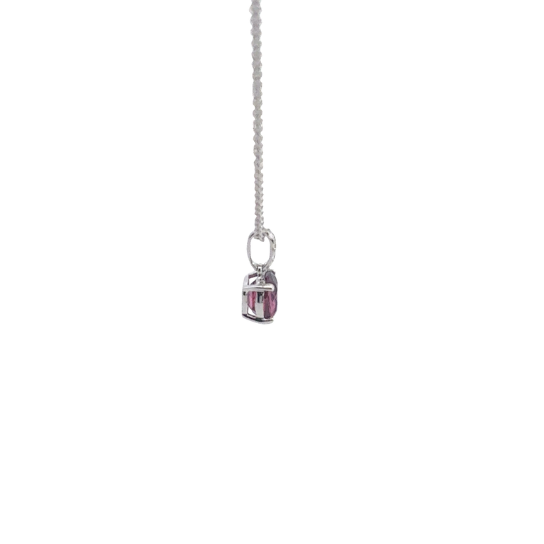 Purplish-Red Ruby Pendant Necklace in White Gold