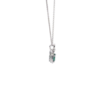 Oval Emerald and Diamond Halo Pendant Necklace in White Gold