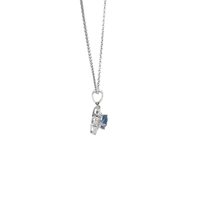 Royal Blue Sapphire Floral Pendant Necklace in White Gold