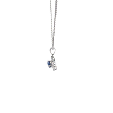 Royal Blue Sapphire Floral Pendant Necklace in White Gold
