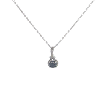 Fancy Dark Black Diamond Halo Pendant Necklace White Gold