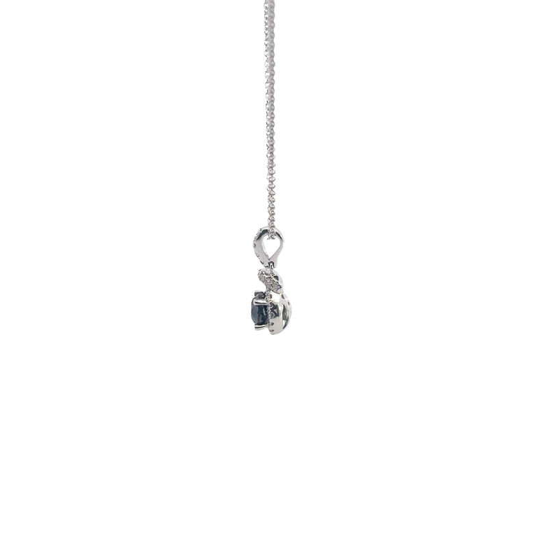 Fancy Dark Black Diamond Halo Pendant Necklace White Gold