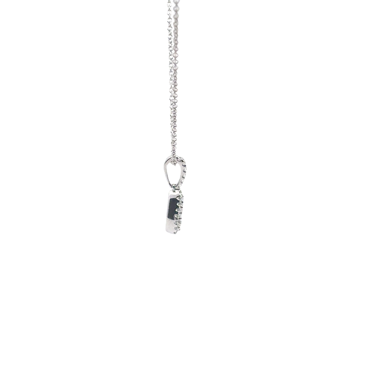 White Gold Pear Diamond Halo Pendant Necklace