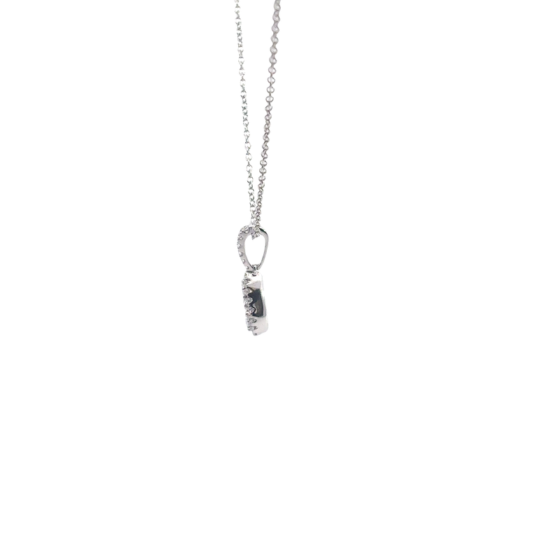 White Gold Pear Diamond Halo Pendant Necklace