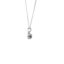 Fancy Black Diamond Halo Charm Necklace in White Gold