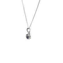 Fancy Black Diamond Halo Charm Necklace in White Gold