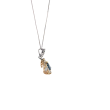 Royal Blue Sapphire Pear Halo Pendant in White Gold
