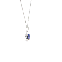White Gold Pear Tanzanite Halo Charm Necklace