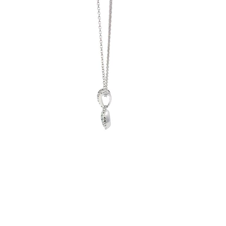 Emerald and White Gold Halo Charm Necklace