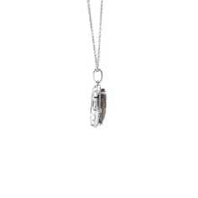 Marquise Quartz Halo Pendant Necklace in White Gold