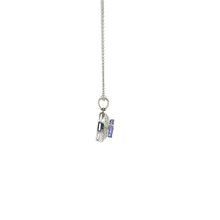 Round Tanzanite Halo Pendant Necklace in White Gold