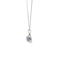 Round Tanzanite Halo Pendant Necklace in White Gold