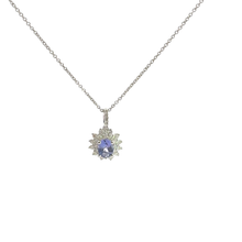 White Gold Starburst Halo Pendant Necklace