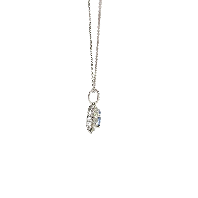 White Gold Starburst Halo Pendant Necklace