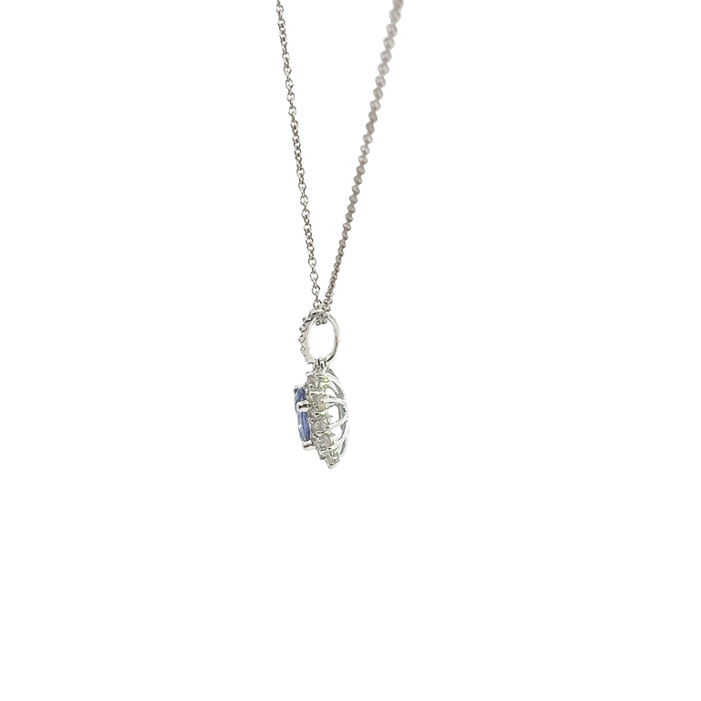 White Gold Starburst Halo Pendant Necklace