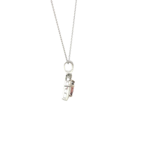 Pink Tourmaline Octagonal Halo Pendant Necklace in White Gold