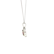 Pink Tourmaline Octagonal Halo Pendant Necklace in White Gold