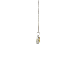 Yellow Sapphire Halo Pendant Necklace — White Gold