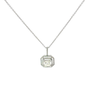 White Gold Double Halo Diamond Pendant Necklace
